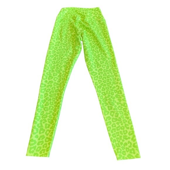 Beach Riot Sport Ayla Neon Green Animal Print Leggings Cheetah Workout Sz Small - Picture 7 of 11